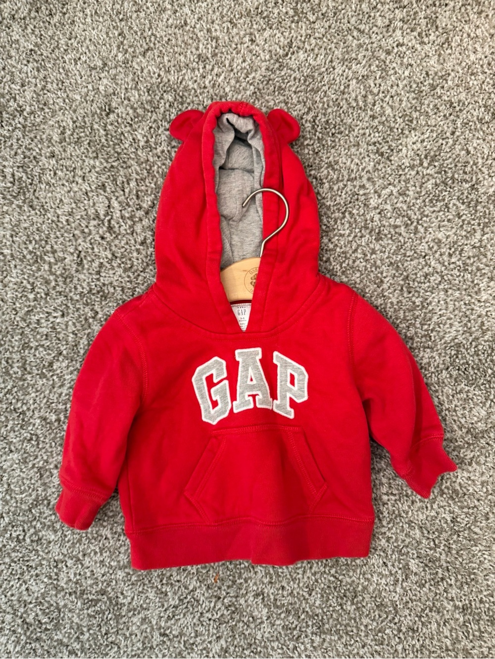 GAP Red Kids Hoodie with Ear Details 3-6 Months Fall Hoodie